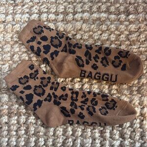 BAGGU Tan and Black Leopard Socks